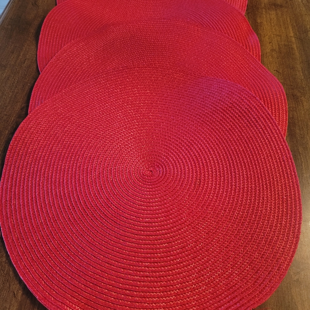 Set of 5 Red Round Placemats
